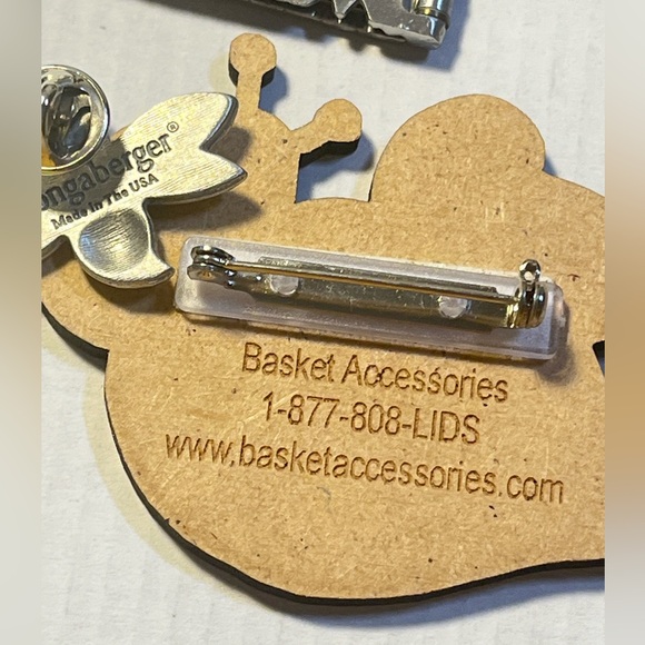 Longaberger Tie On and pin bundle. Bee and fenced garden pins & collectors club - Picture 3 of 8